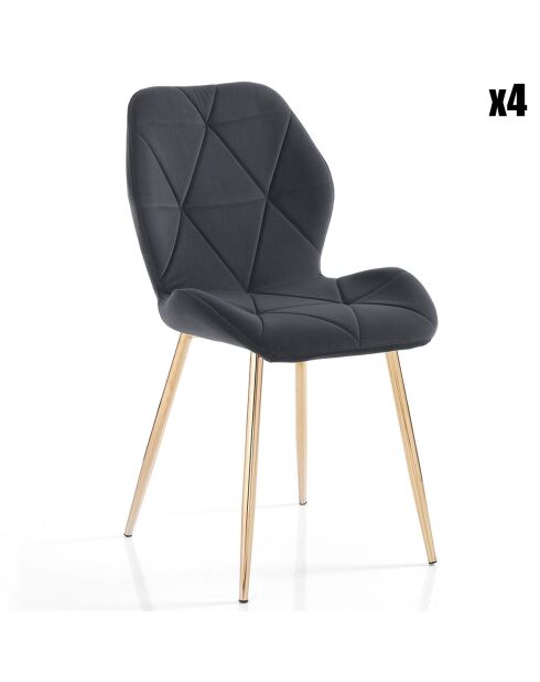 4 Chaises New Kemy gris/doré - 87x49x59 cm