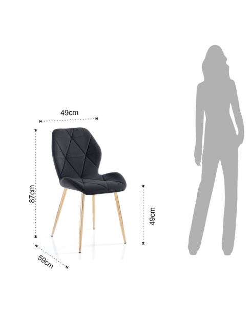 4 Chaises New Kemy gris/doré - 87x49x59 cm