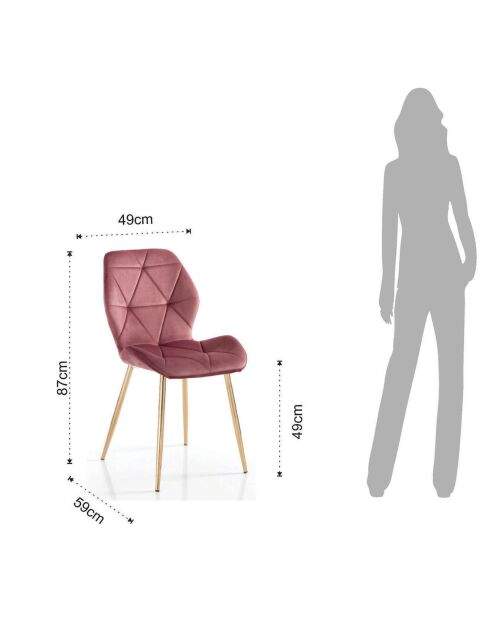 4 Chaises New Kemy rose/doré - 87x49x59 cm