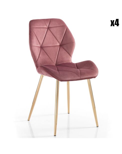 4 Chaises New Kemy rose/doré - 87x49x59 cm