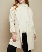 Manteau boutonné en Fausse Fourrure écru