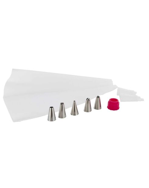 Coffret douille double blanc/fuchsia - 7 pièces