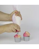 Coffret douille double blanc/fuchsia - 7 pièces