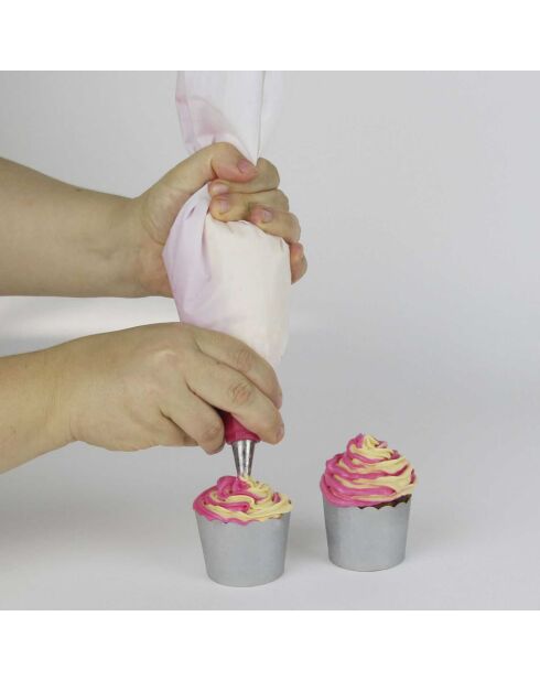 Coffret douille double blanc/fuchsia - 7 pièces