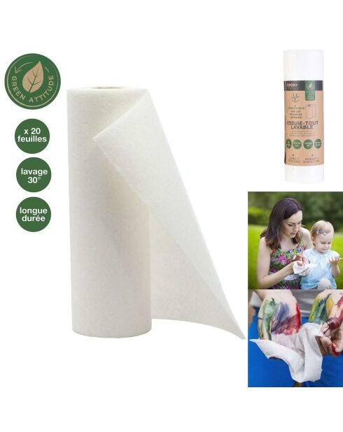 20 wiederverwendbare elfenbeinfarbene Papiertücher - 28x30 cm