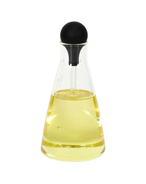 Bouteille pour huile avec pipette noir/transparent - 8.5x15x8.5 cm