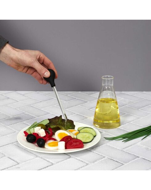 Bouteille pour huile avec pipette noir/transparent - 8.5x15x8.5 cm