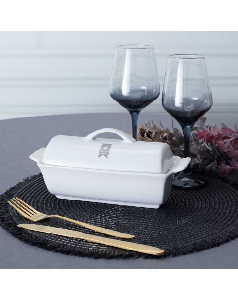 Terrina di foie gras con medaglione in gres - 26x14x13,7 cm