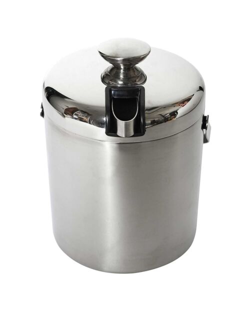 Seau à glace avec couvercle gris - 13.5x14x13.5 cm