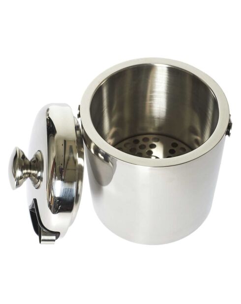 Seau à glace avec couvercle gris - 13.5x14x13.5 cm