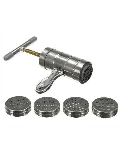 Machine à pâtes manuelle 5 formes grise - 18x6x19 cm