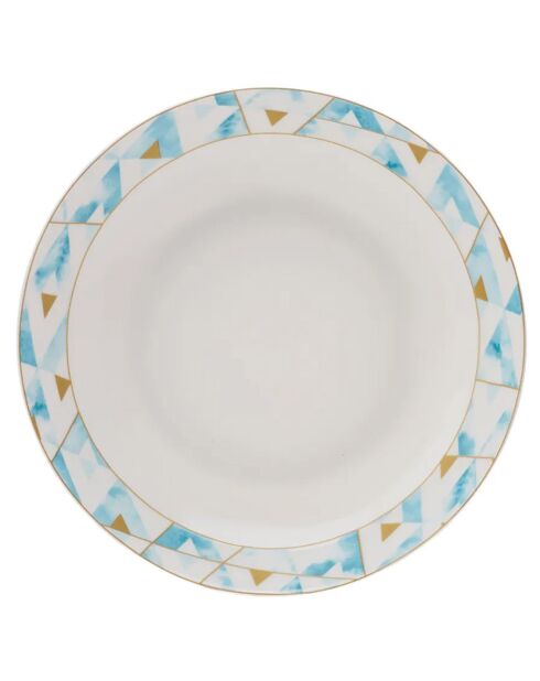 Service de table en porcelaine Aqua blanc/doré/bleu - 24 Pièces