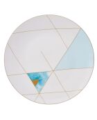 Service de table en porcelaine Aqua blanc/doré/bleu - 24 Pièces