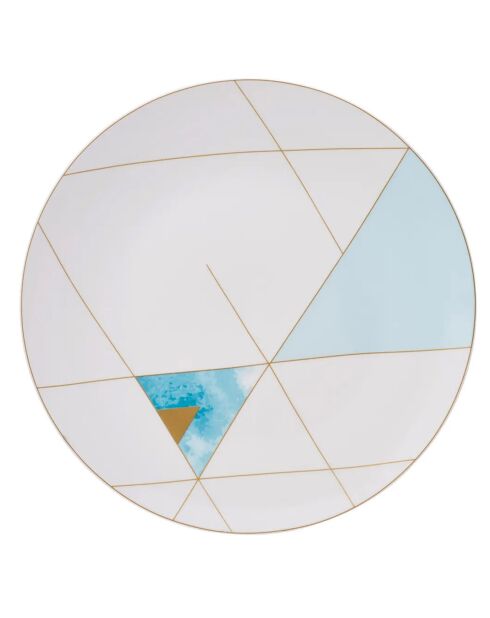 Service de table en porcelaine Aqua blanc/doré/bleu - 24 Pièces