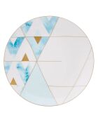 Service de table en porcelaine Aqua blanc/doré/bleu - 24 Pièces