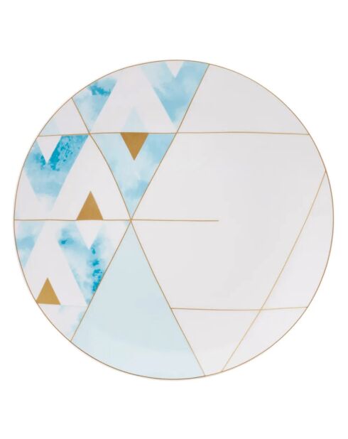 Service de table en porcelaine Aqua blanc/doré/bleu - 24 Pièces