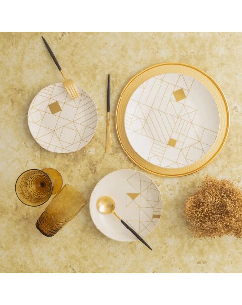 Service de table en porcelaine Jupiter blanc/doré - 24 Pièces