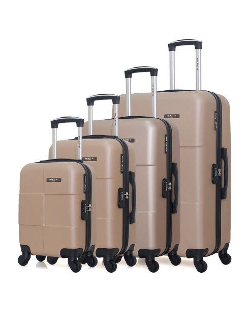 4 Valises 4 roues simples Miami 75/65/55/46 cm dorées