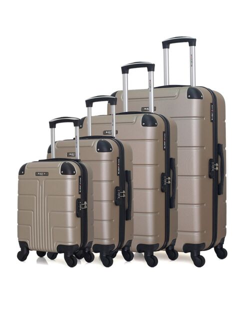 4 Valises 4 roues Ottawa 75/65/55/46 cm dorées