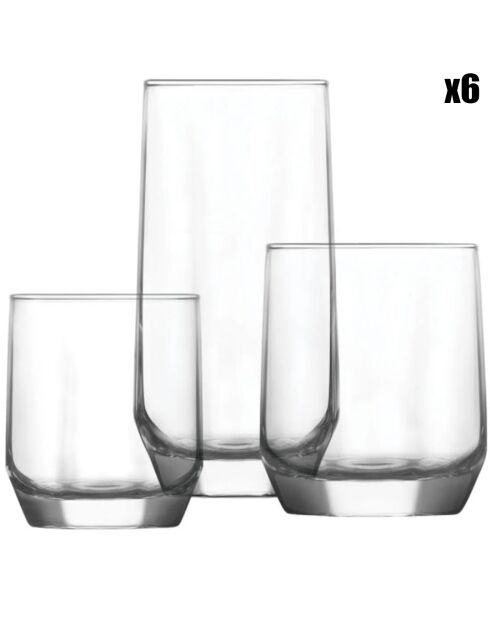 Service de verres transparents - 18 pièces