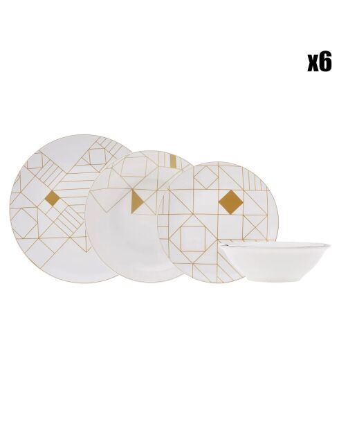 Service de table en porcelaine Jupiter blanc/doré - 24 Pièces