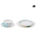 Service de table en porcelaine Aqua blanc/doré/bleu - 24 Pièces