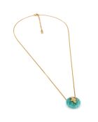 Collier en Acier plaqué Or Jaune doré/vert