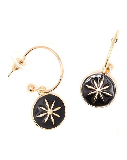 Boucles d'oreilles émail doré/noir