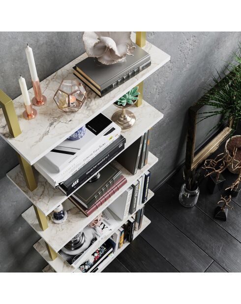 Libreria pieghevole bianca/oro - 60x174x22 cm