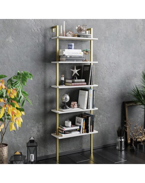 Bibliothèque piante blanc/doré - 60x174x22 cm