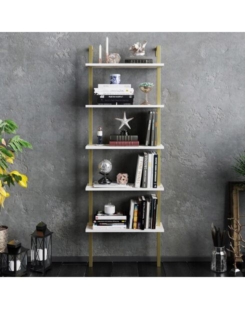 Bibliothèque piante blanc/doré - 60x174x22 cm
