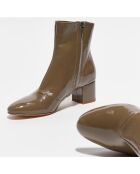 Stivaletti July in pelle khaki - tacco 5 cm