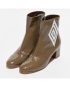 Stivaletti July in pelle khaki - tacco 5 cm