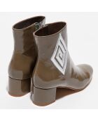 Stivaletti July in pelle khaki - tacco 5 cm