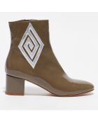 Stivaletti July in pelle khaki - tacco 5 cm
