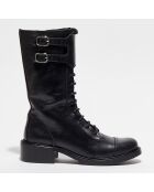 Boots en Cuir Military à lacets noires