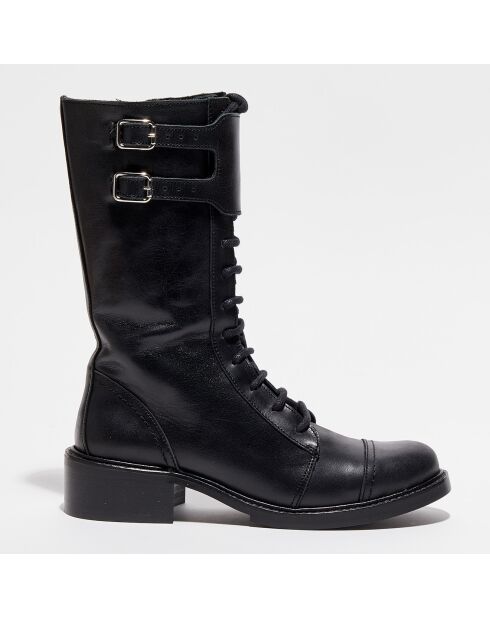 Boots en Cuir Military à lacets noires