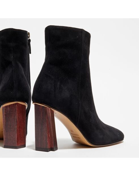 Bottines en Velours de Cuir sculpture noires - Talon 9 cm