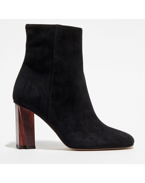 Bottines en Velours de Cuir sculpture noires - Talon 9 cm
