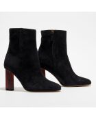 Bottines en Velours de Cuir sculpture noires - Talon 9 cm