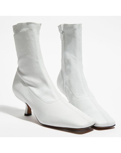 Bottines en Cuir Socks blanches - Talon 5,5 cm