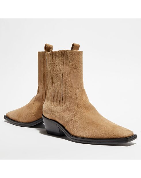 Chelsea Boots en Velours de Cuir Hyde beiges