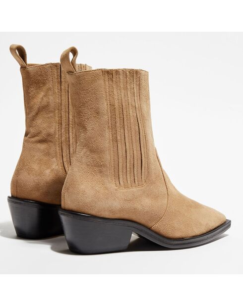 Chelsea Boots en Velours de Cuir Hyde beiges
