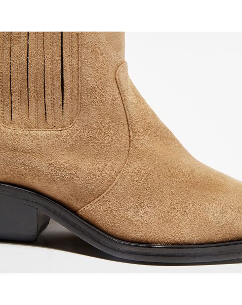 Chelsea Boots en Velours de Cuir Hyde beiges