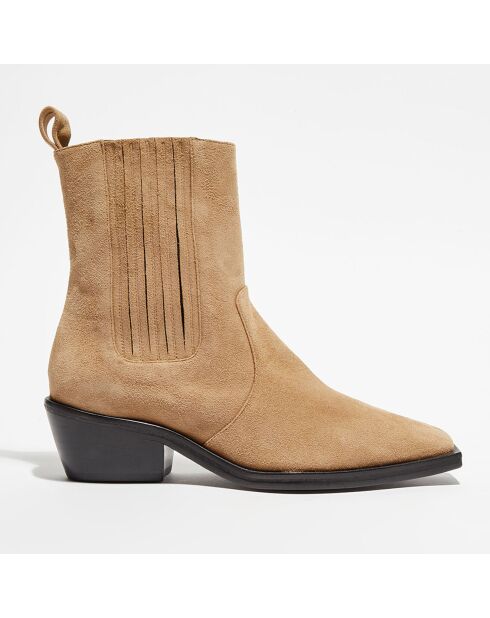 Chelsea Boots en Velours de Cuir Hyde beiges