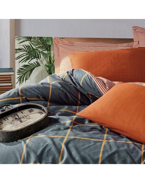 Parure housse de couette Stark canelle/bleu foncé