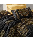 Parure housse de couette 100% Satin de Coton Alvina doré/noir