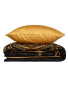 Parure housse de couette 100% Satin de Coton Alvina doré/noir