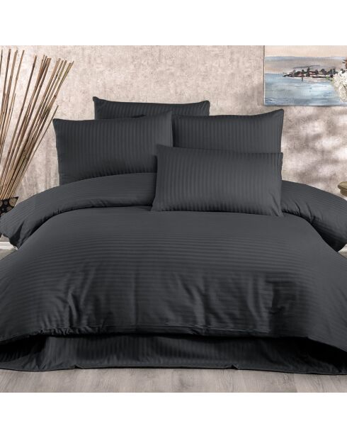 Parure housse de couette 10% Satin de Coton Lilyum anthracite