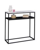 Console double Glam marbre/noir - 80x30x80 cm